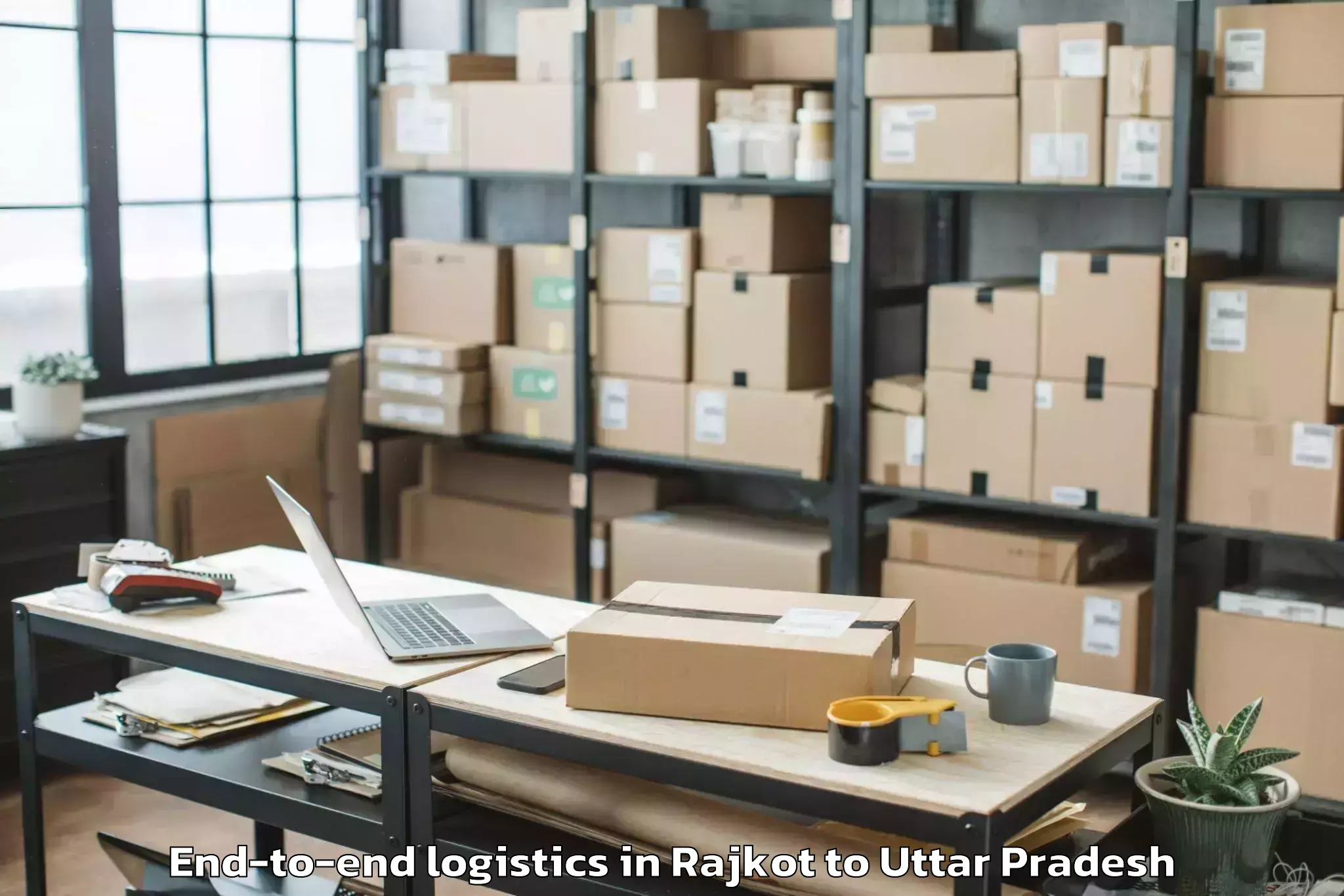 Top Rajkot to Barkhera Kalan End To End Logistics Available